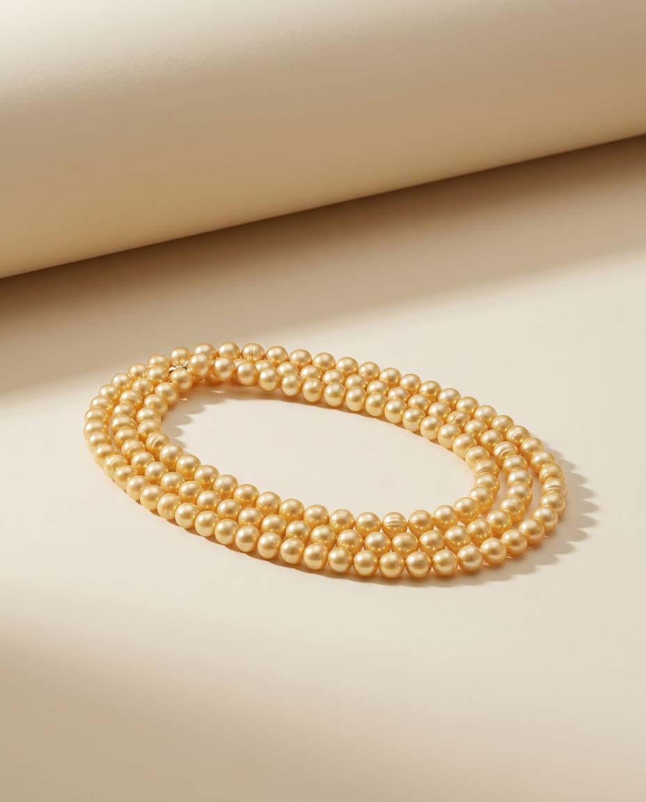 Vintage Freshwater Pearl Necklace | Long Golden Pearl Strand | Cultured Freshwater Pearls | Layering Necklace | Opera Length Pearls