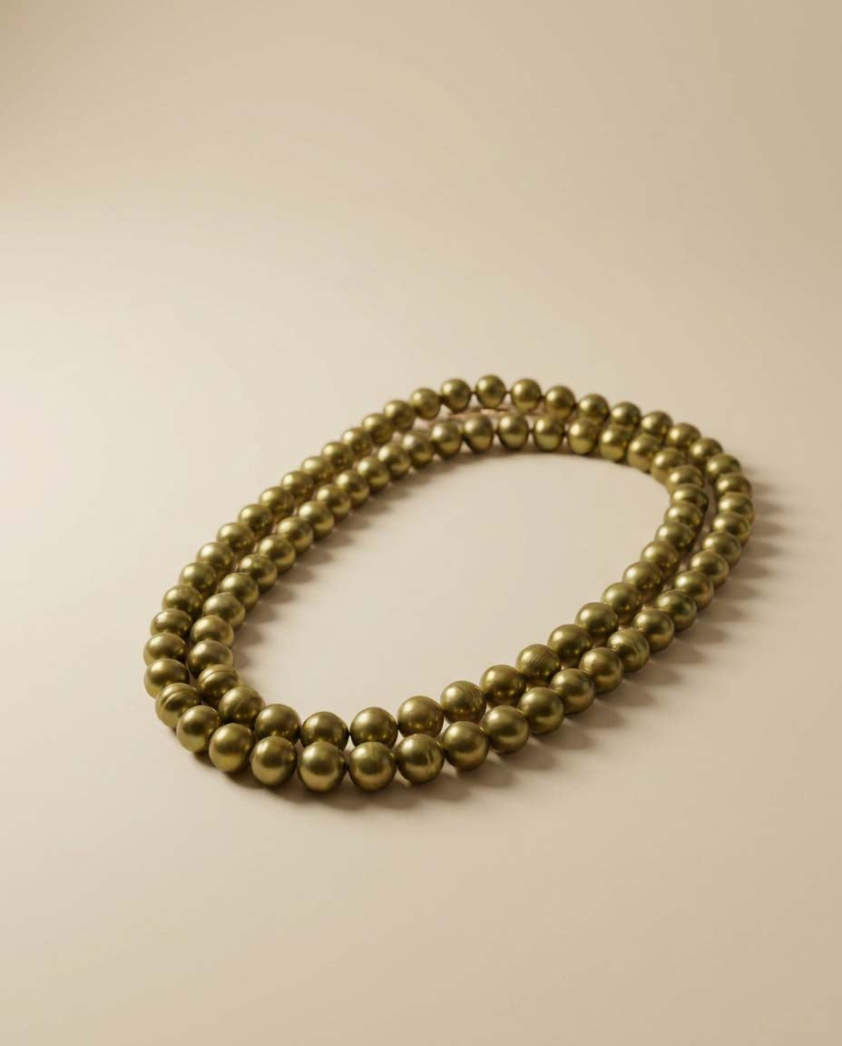 Vintage Green Freshwater Pearl Necklace | Long Olive Pearl Strand | Cultured Freshwater Pearls | Opera Length Necklace | Layering Pearl Jewelry