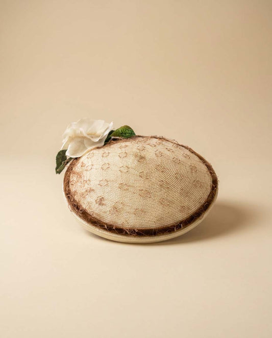 Vintage 1960s Ivory Tilt Hat with Rose & Birdcage Veil | Bridal Fascinator | Elegant Wedding Cocktail Hat