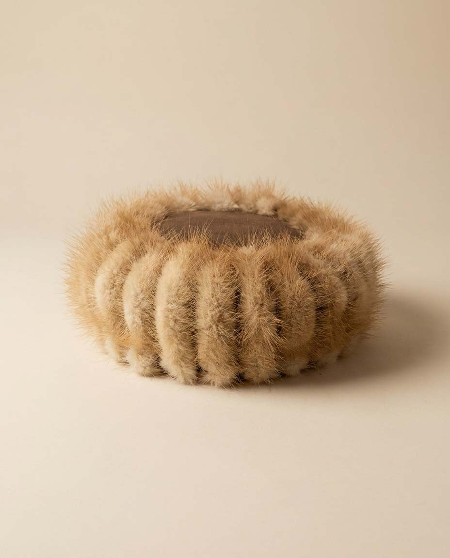 Vintage Mink Fur Halo Hat, 1960s Beige Mink Pillbox Hat, Luxury Fur Cocktail Hat, Winter Wedding Headpiece, Vintage Millinery