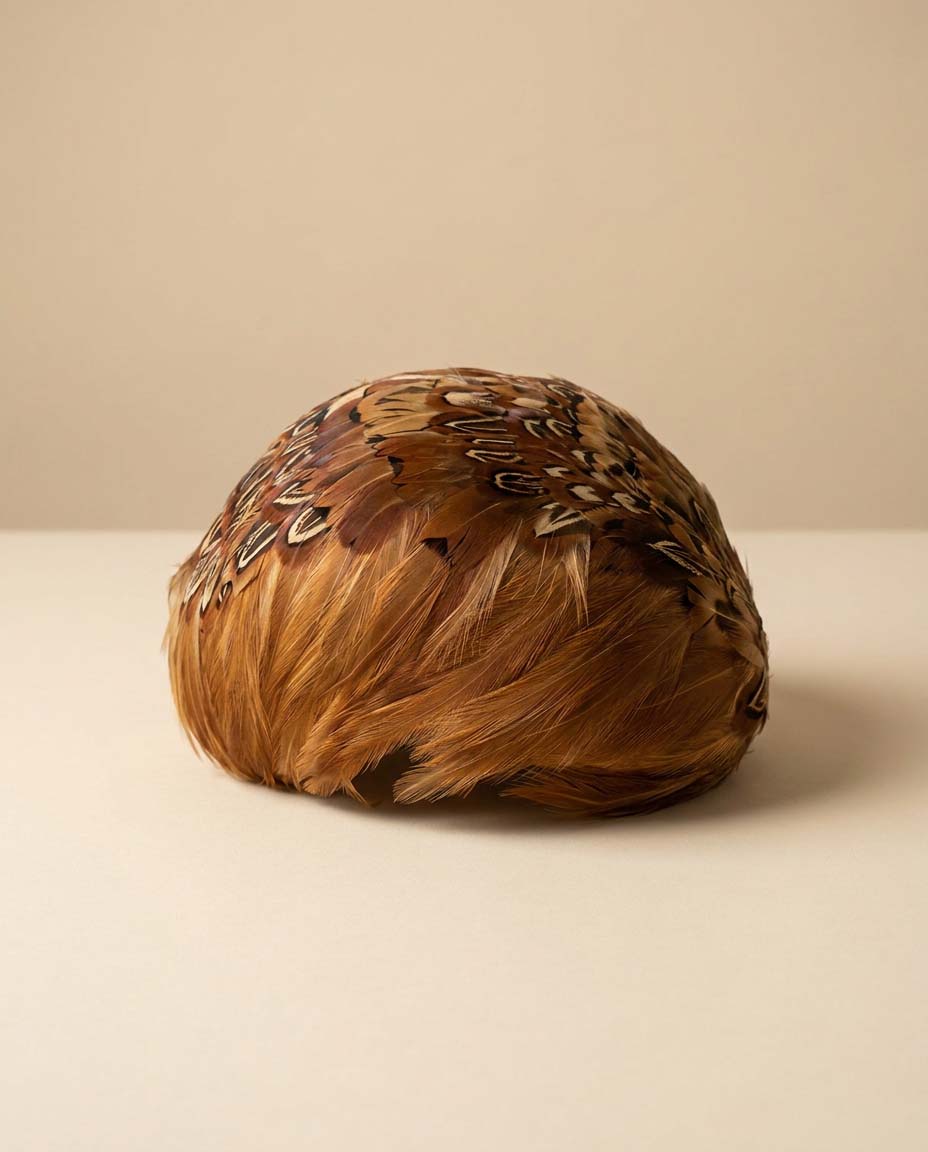 Vintage Pheasant Feather Fascinator Hat, 1960s Brown Feather Cocktail Headpiece, Kentucky Derby Hat, Woodland Wedding Fascinator, Vintage Millinery