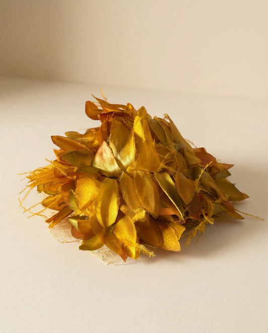 Vintage Golden Mustard Floral Fascinator Hat, 1960s Silk Leaf Cocktail Hat, Autumn Wedding Headpiece, Kentucky Derby Fascinator, Vintage Millinery