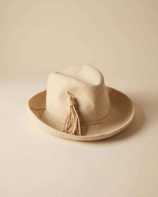 Vintage Mr. John Classic Ivory Wool Fedora | Designer Felt Wide Brim Hat | Luxury Women's Western Style Hat | Cream Fedora