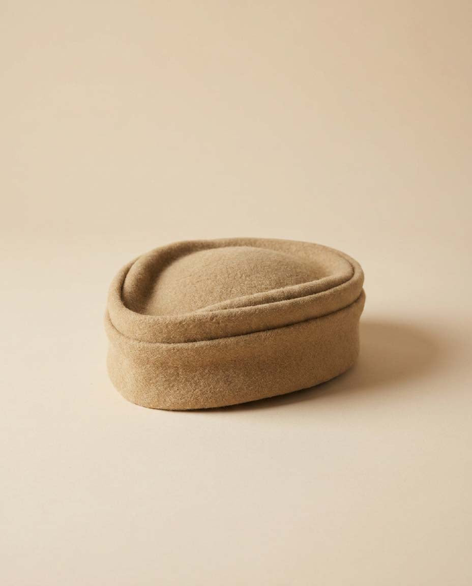Vintage 1960s Madame Netter Half Hat, Beige Wool Cocktail Hat, Mid Century Sculptural Hat, Minimalist Millinery, Designer Vintage Hat