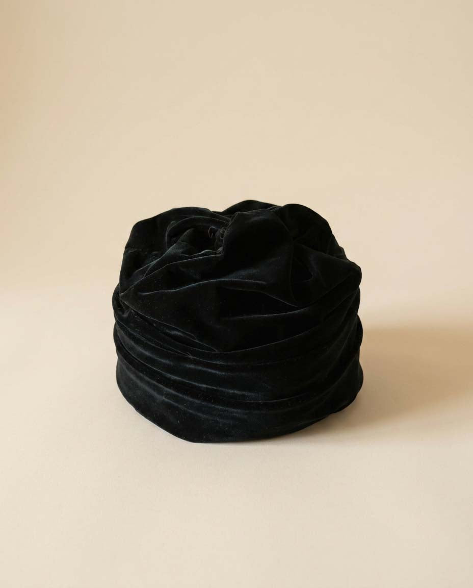 Vintage Dark Navy Velvet Pillbox Hat 1960s Draped Cocktail Hat Elegant Evening Church Hat Classic Millinery
