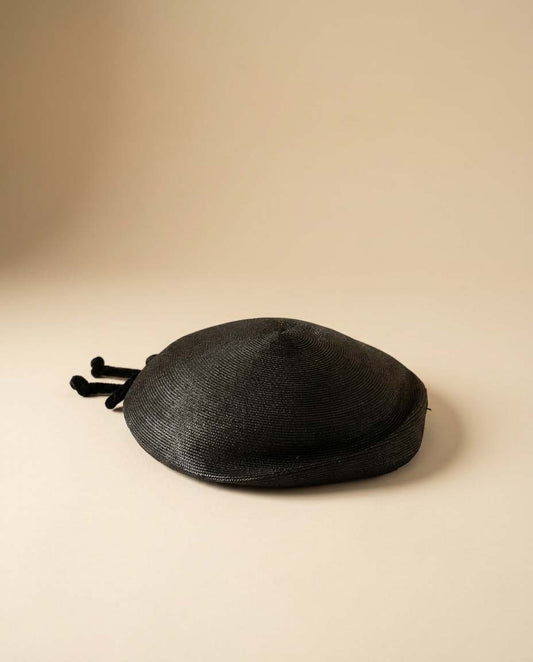 Vintage Black Breton Hat, Sculptural Black Hat, Minimalist Cocktail Hat, Avant Garde Millinery, Vintage Dome Hat, Women's Formal Hat