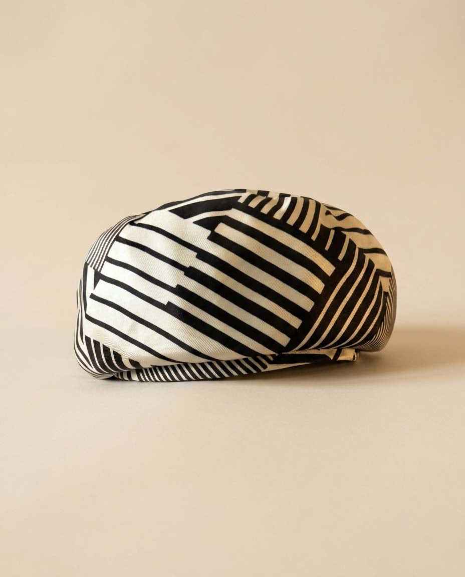 Vintage Rosyne Pillbox Hat, Brown Ivory Geometric Hat, Mod Hat, Abstract Stripe Hat, Women's Vintage Pillbox, Designer Hat