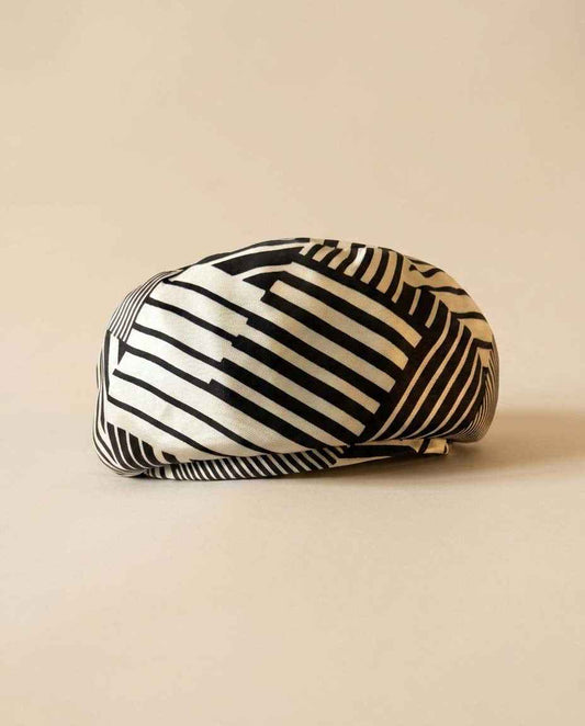 Vintage Rosyne Pillbox Hat, Brown Ivory Geometric Hat, Mod Hat, Abstract Stripe Hat, Women's Vintage Pillbox, Designer Hat