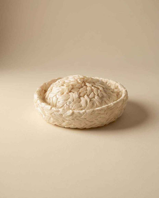 Vintage 1960s Ivory Juliet Cap Bridal Hat, Woven Braid Cocktail Hat, Mid Century Wedding Hat, Retro Bridal Millinery, Ivory Wedding Headpiece