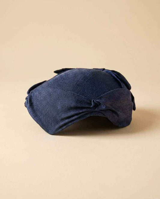 Vintage Navy Blue Cocktail Hat | 1950s Sculptural Half Hat | Navy Fascinator | Minimalist Mid Century Millinery | Elegant Church Hat