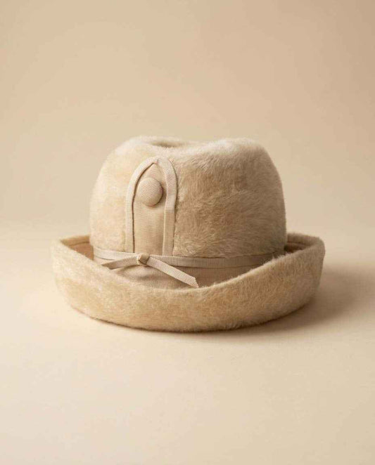 Mr. John Empress Ivory Angora Hat | Vintage Designer Bucket Hat | Luxury Fuzzy Winter Hat | 1960s Women's Hat | Couture Millinery