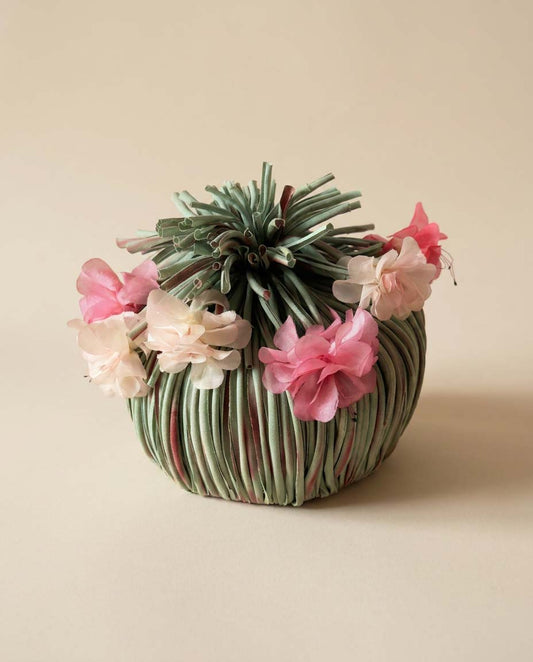 Vintage Coralie Mint Green Floral Cocktail Hat | 1960s Floral Pillbox Hat | Sculptural Ribbon Hat | Garden Party Hat | Spring Easter Hat
