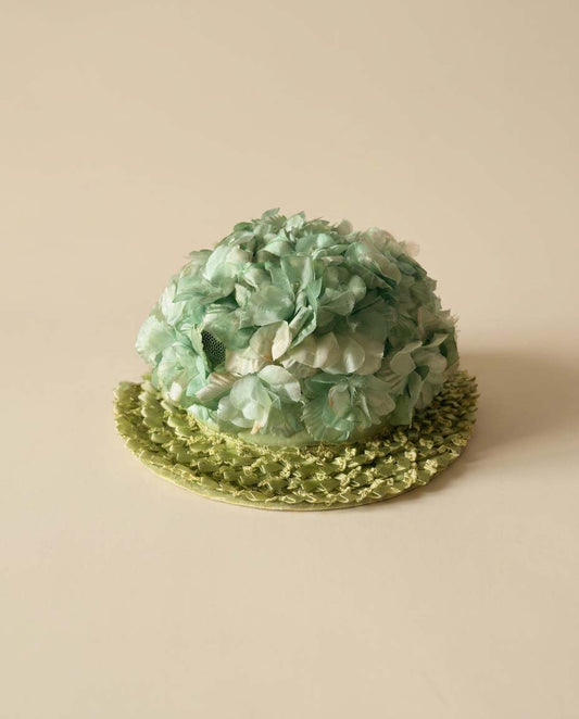Vintage Mint Green Floral Breton Hat | 1960s Garden Party Hat | Spring Wedding Hat | Easter Hat | Kentucky Derby Hat