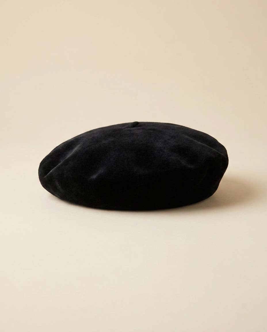 Vintage 1960s Evelyn Varon Black Beret Hat, French Beret, Velour Wool Felt Hat, Designer Vintage Hat, Classic Women's Beret
