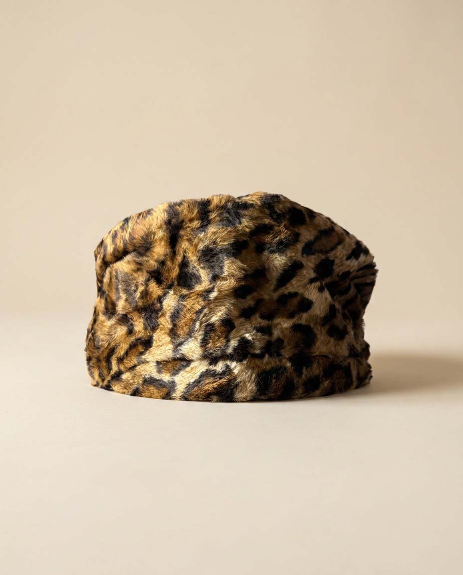 Vintage Leopard Faux Fur Bucket Hat | 1960s Mod Animal Print Winter Hat | Faux Fur Cloche | Retro Women's Hat