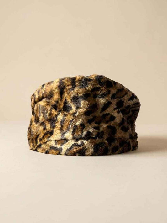 Vintage Leopard Faux Fur Bucket Hat | 1960s Mod Animal Print Winter Hat | Faux Fur Cloche | Retro Women's Hat