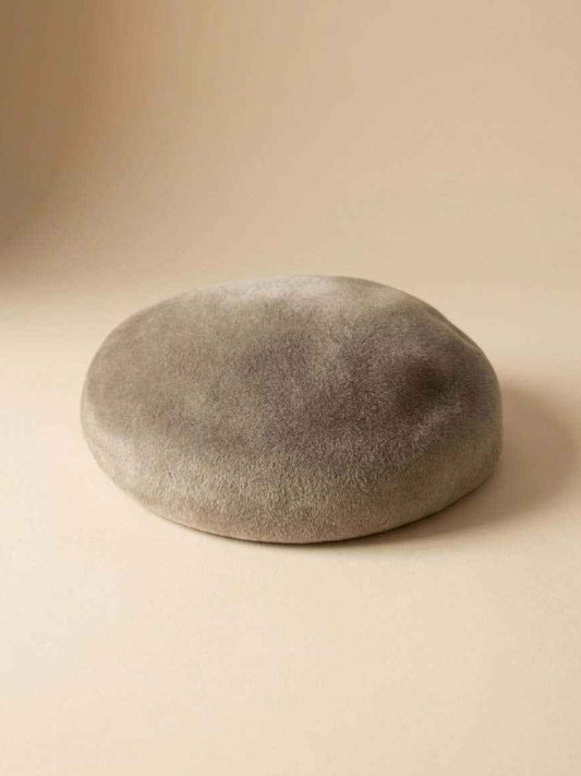 Vintage Barbisio Gray Velour Felt Beret | Italian Wool Hat | Designer Mid Century Minimalist Hat | Made in Italy