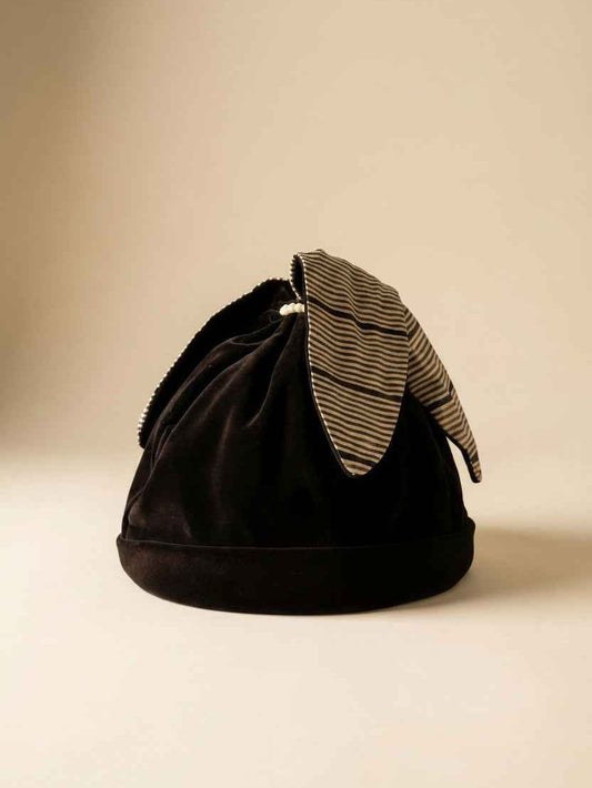 Vintage Black Velvet Cloche Hat, 1950s Cocktail Hat, Six Star Velour Hat, Striped Bow Hat, Retro Women's Dress Hat
