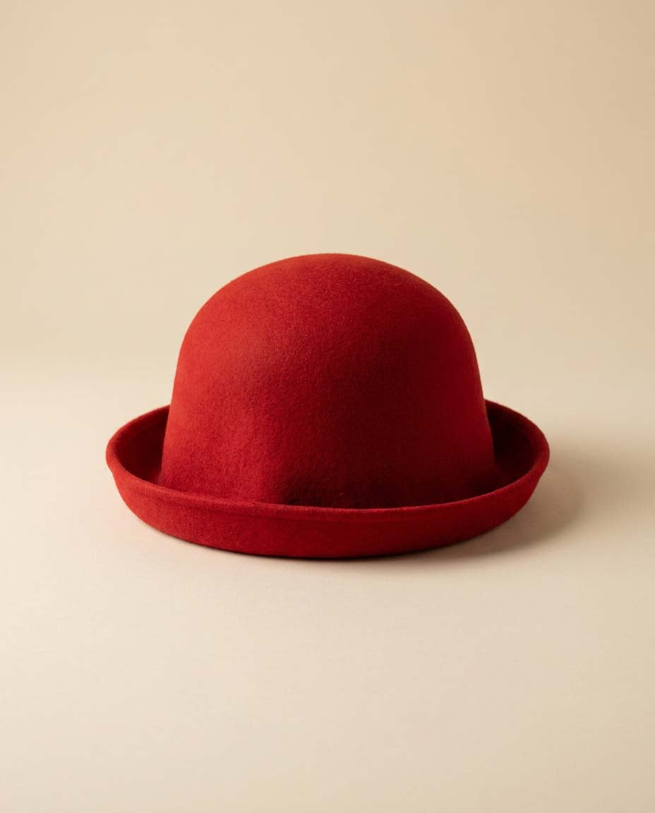 Vintage Toucan Collection Red Hat | Wool Felt Roll Brim Hat | Classic Designer Winter Hat | Women's Vintage Millinery