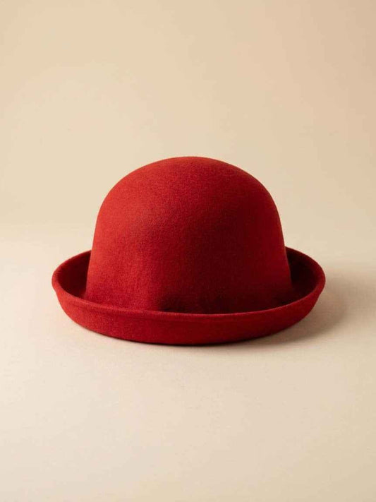 Vintage Toucan Collection Red Hat | Wool Felt Roll Brim Hat | Classic Designer Winter Hat | Women's Vintage Millinery