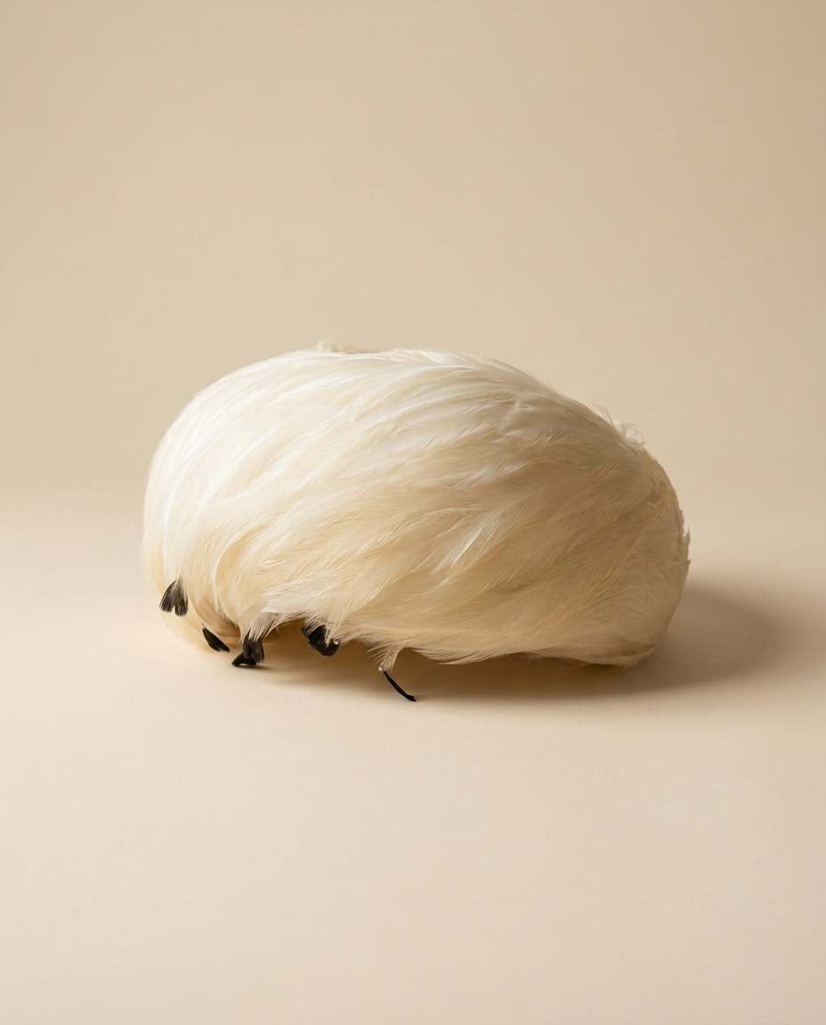 Vintage Jack McConnell White Feather Hat | Couture Feather Fascinator | Ivory Cocktail Hat | Designer Vintage Millinery