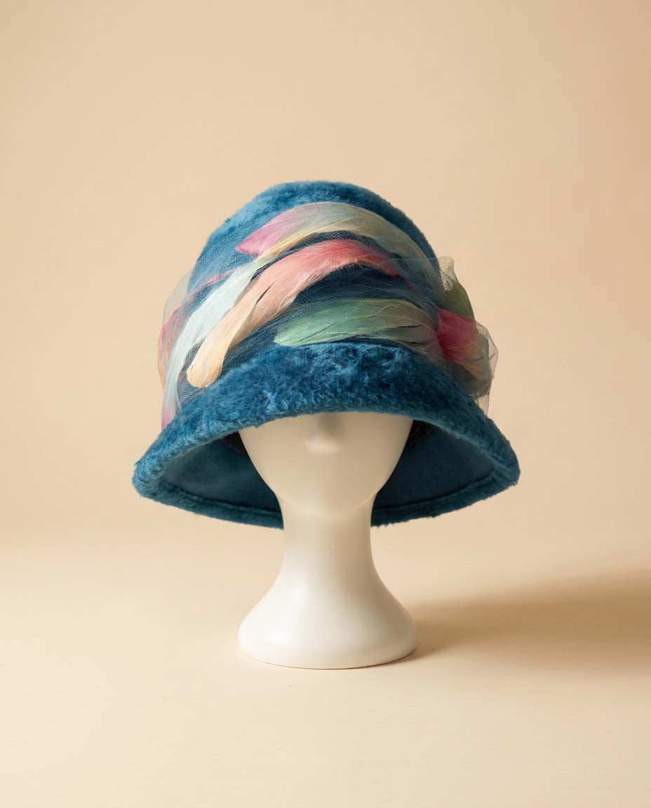 Vintage Christian Dior Chapeaux Turquoise Cloche Hat | Feather Trim Designer Hat | Paris New York Couture Millinery | 1960s Vintage Hat