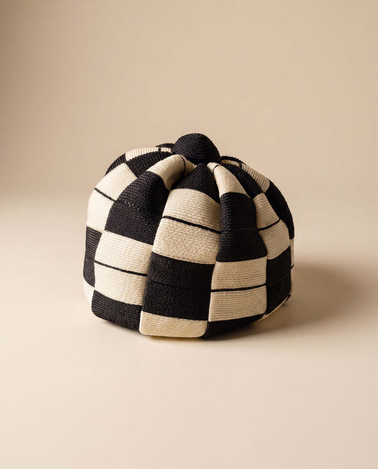Vintage Christian Dior Hat | Inky Blue Black Ivory Straw Pillbox | Paris New York Chapeaux | 1960s Designer Couture Millinery