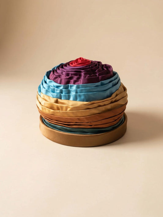 Vintage Franklin Simon Salon Hat | 1960s Multicolor Satin Turban Hat | Sculptural Cocktail Hat | Designer Vintage Millinery