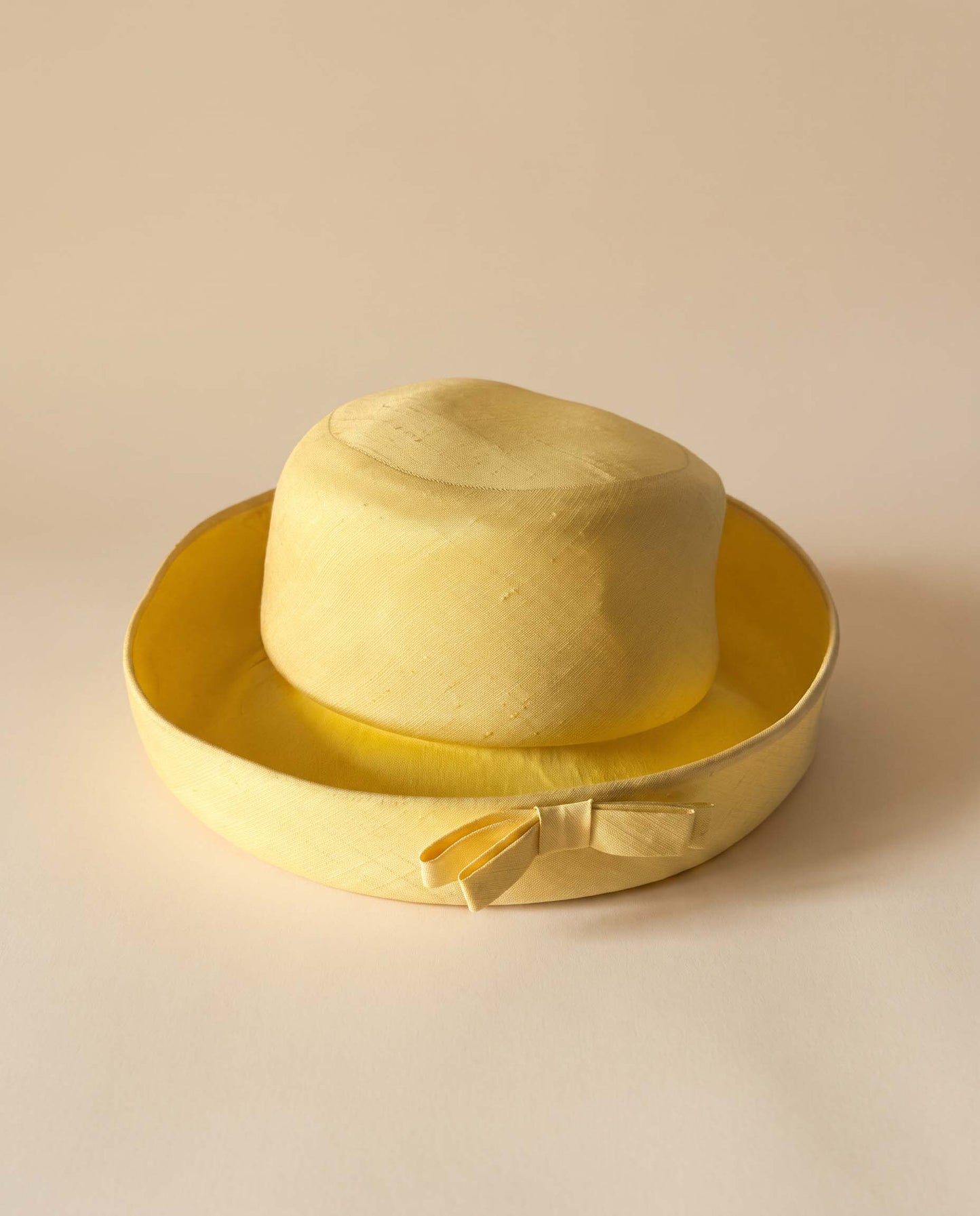 Vintage 1960s Mr David New York Yellow Wide Brim Hat Sculptural Mod Womens Millinery Bow