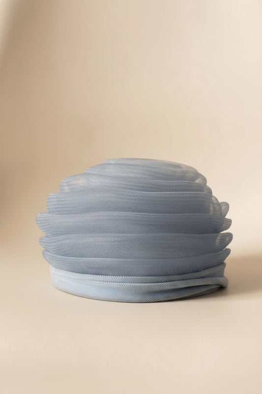 1950s Vintage Powder Blue Horsehair Hat | Sculpted Layered Swirl Crown | Mid Century Women's Cocktail Hat