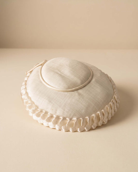 1950s Vintage Ivory Picture Hat | Wide Brim Satin Bridal Hat | Mid Century Wedding Formal Hat