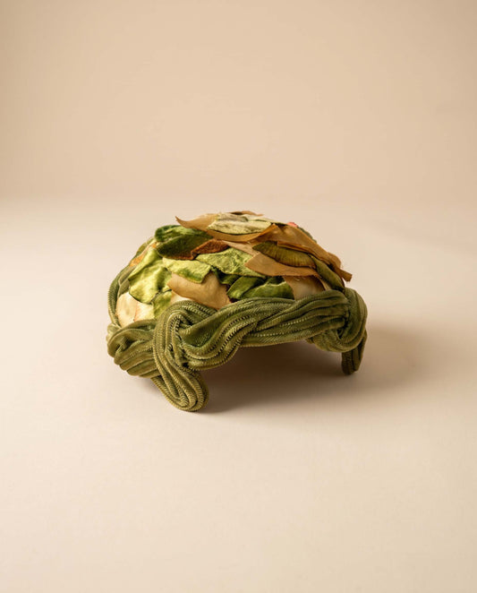 Vintage 1950s Green Velvet Leaf Hat | Satin Foliage Cocktail Hat | Sculptural Mid Century Millinery