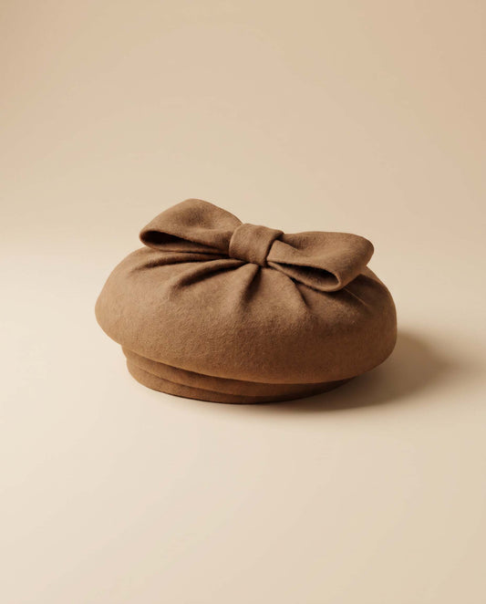 Vintage Sally Victor Hat Camel Wool Felt Bow I Magnin 1950s Designer Women's Ha