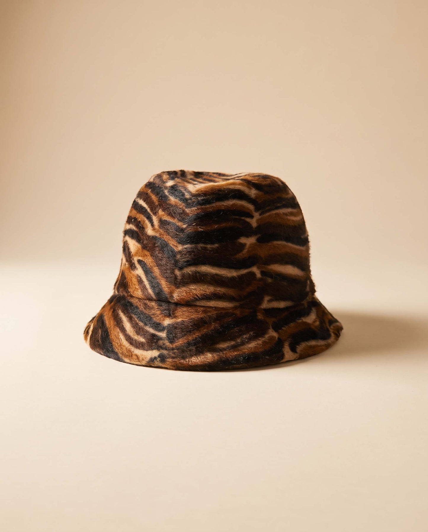 Vintage Adolfo II Animal Print Hat Gimbels Austrian Fur Felt Bucket Hat Designer Millinery
