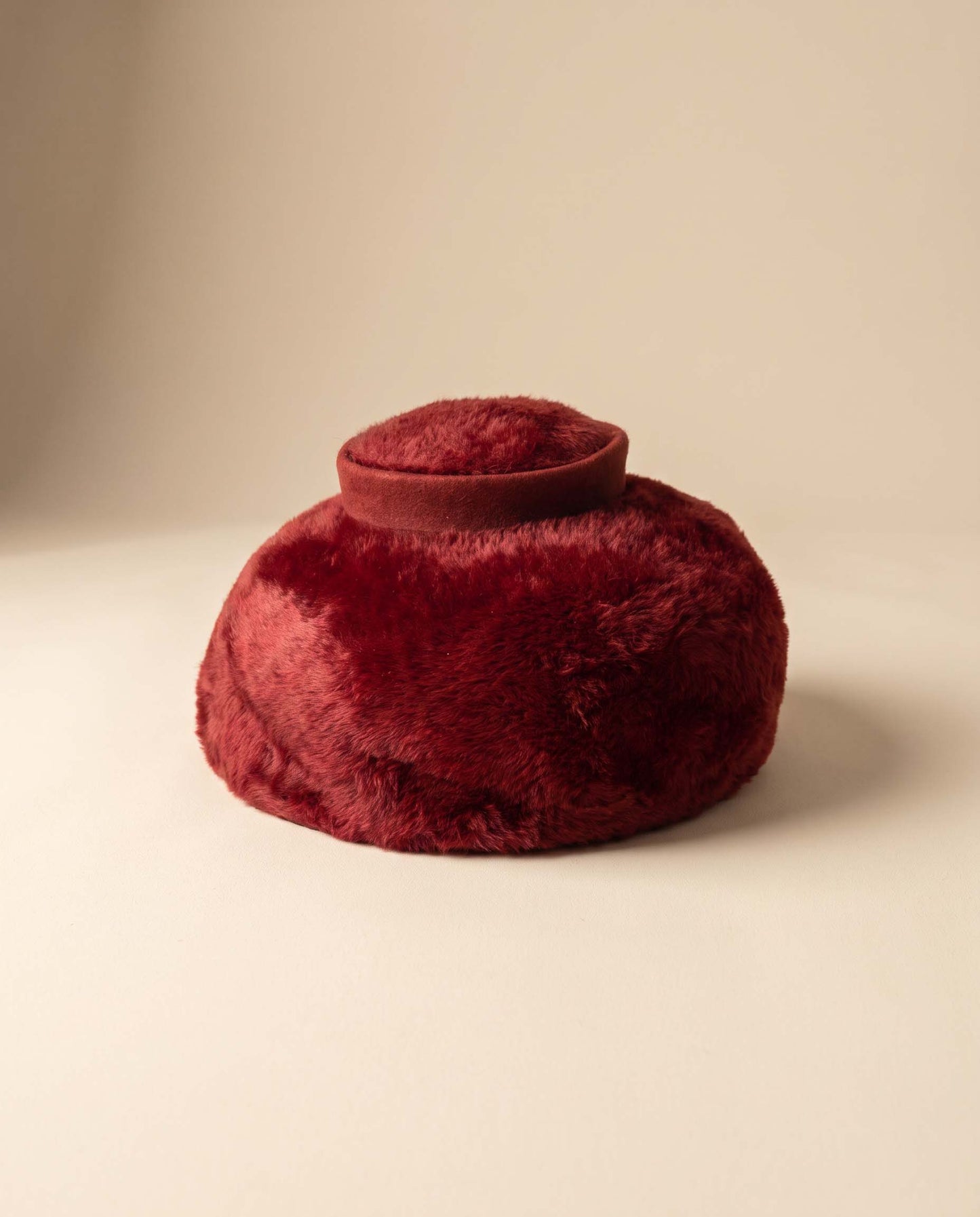 Vintage 1960s Frank Olive Ruby Art Red Hat | Italian Fur Felt Velour Mod Hat | Designer Vintage Millinery