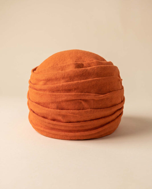 1960s Vintage Burnt Orange Turban Hat | Draped Mod Cocktail Hat | Mid Century Women's Millinery