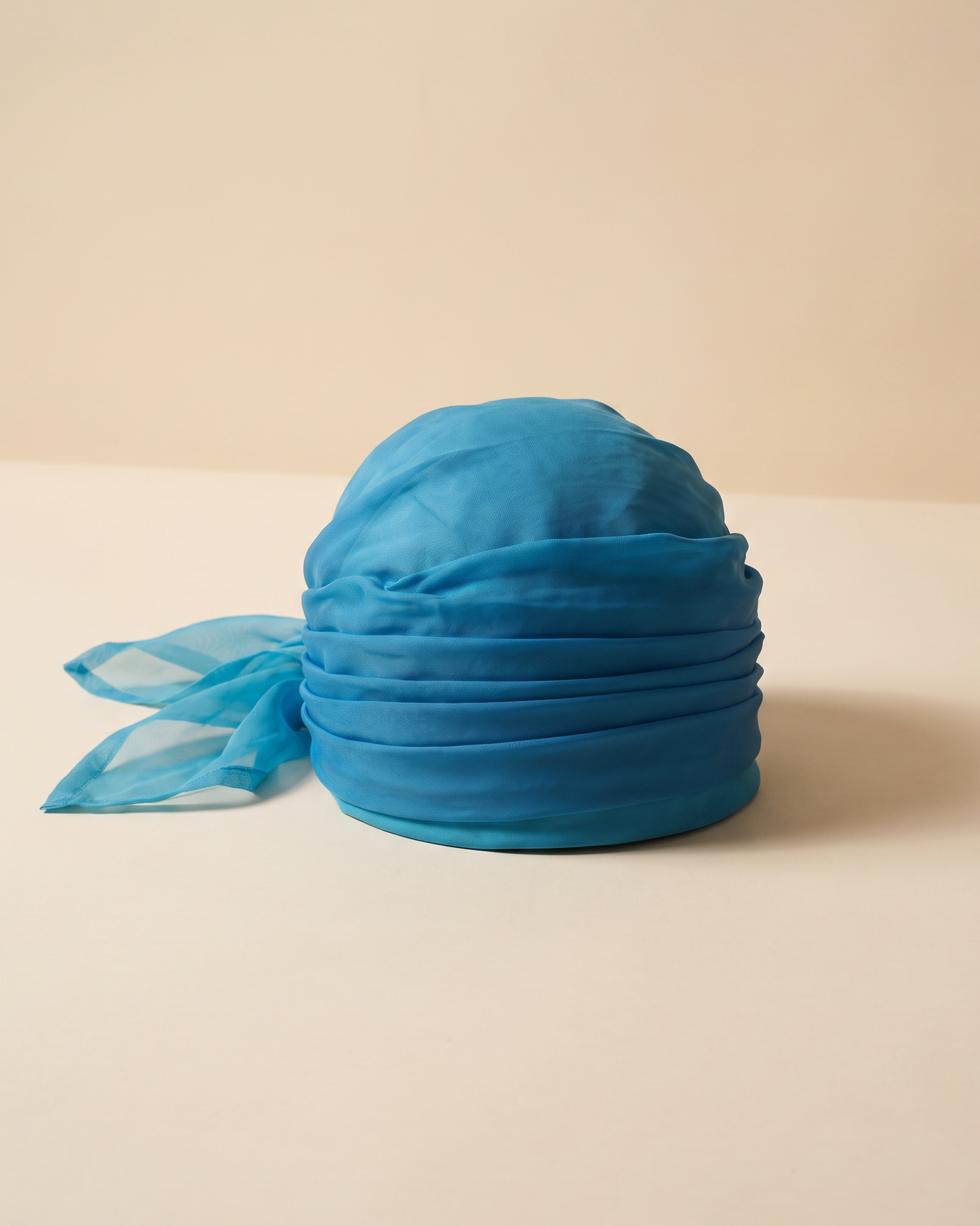 1960s Vintage Clover Lane Turquoise Blue Turban Hat | Chiffon Scarf Flower Cocktail Hat | Mid Century Millinery