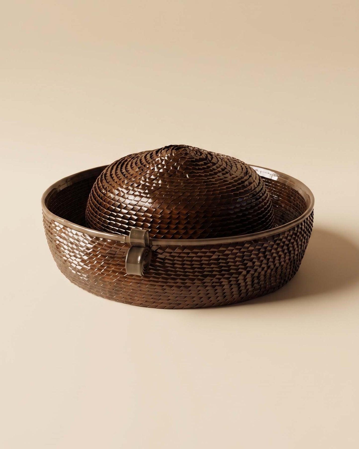 Vintage 1960s Dark Brown Woven Straw Breton Hat Deep Upturned Brim Women's Mod Mid Century Millinery