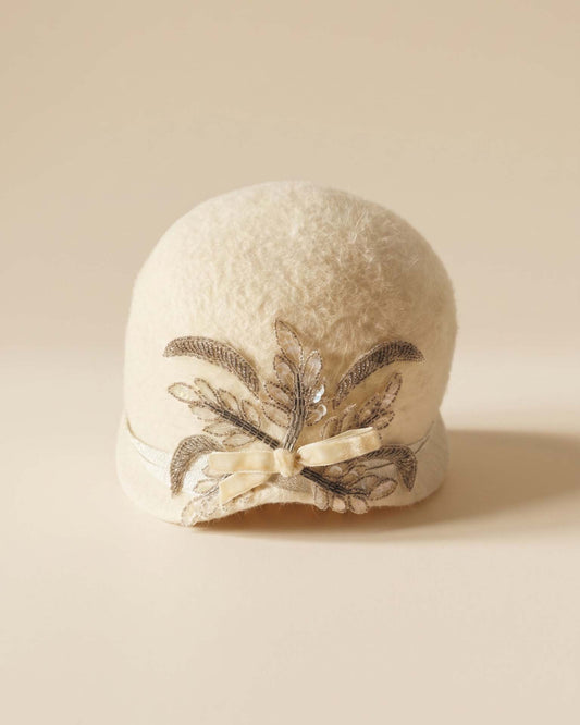 Vintage 1960s Coronet Ivory Mohair Cloche Hat Beaded Sequin Cocktail Hat Union Made USA