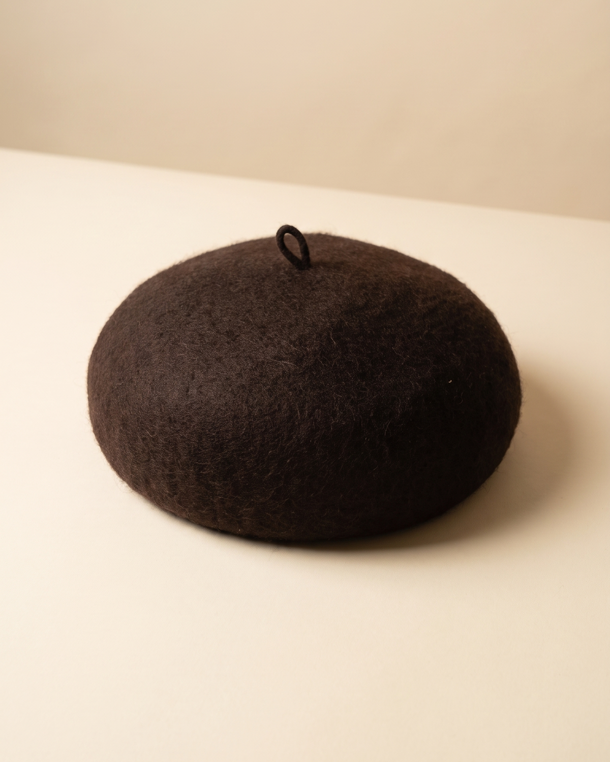 Vintage 1960s Dark Brown Wool Beret Hat Structured French Style Women's Mod Mid Century Millinery