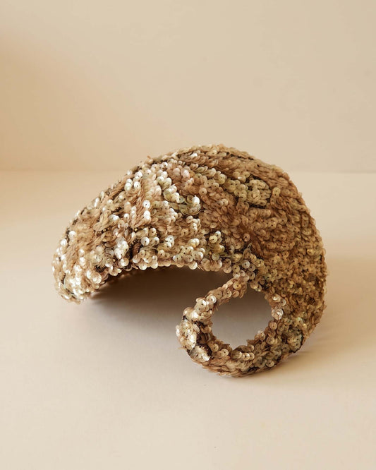 Vintage 1940s Champagne Sequin Half Hat Iridescent Sculptural Curled Loops Bridal Wedding Cocktail Women's Millinery