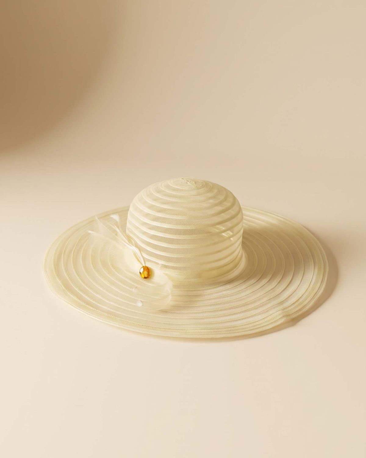 Vintage 1960s Ivory Wide Brim Picture Hat Sheer Horsehair Style Wedding Bridal Garden Party Derby Women's Millinery