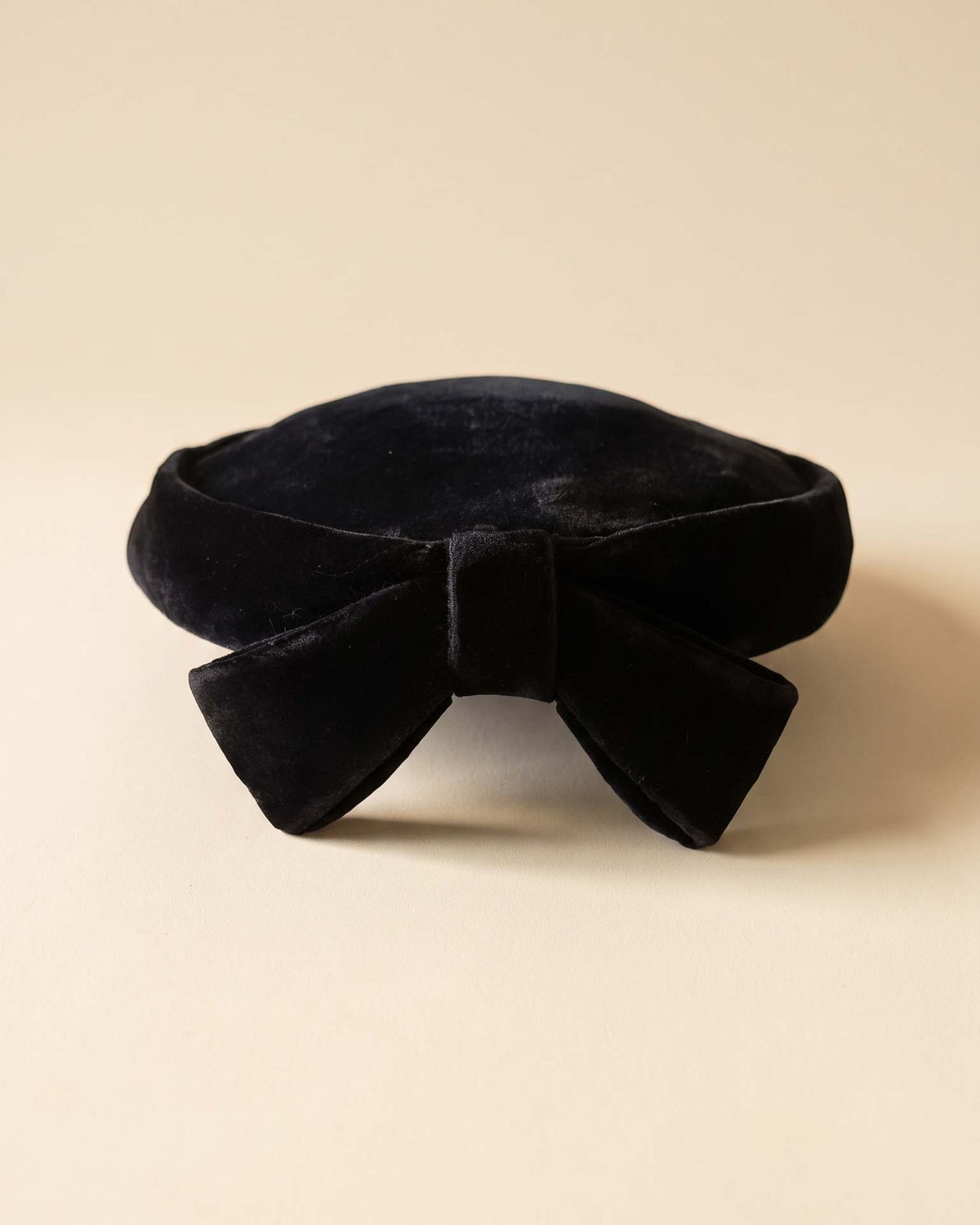 Vintage 1950s Nell New York Navy Blue Velvet Pillbox Hat Double Bow Women's Mid Century Cocktail Formal Hat