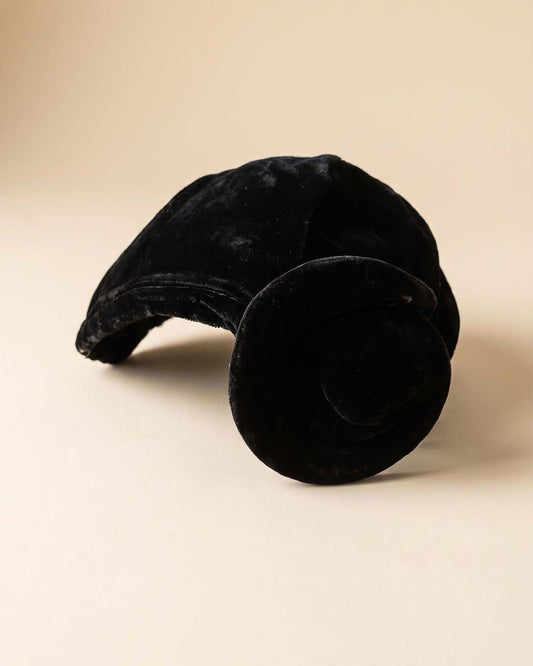 Antique 1930s Black Velvet Tilt Hat Side Sculpted Coil Black Lace Veil Women's Art Deco Evening Cocktail Millinery