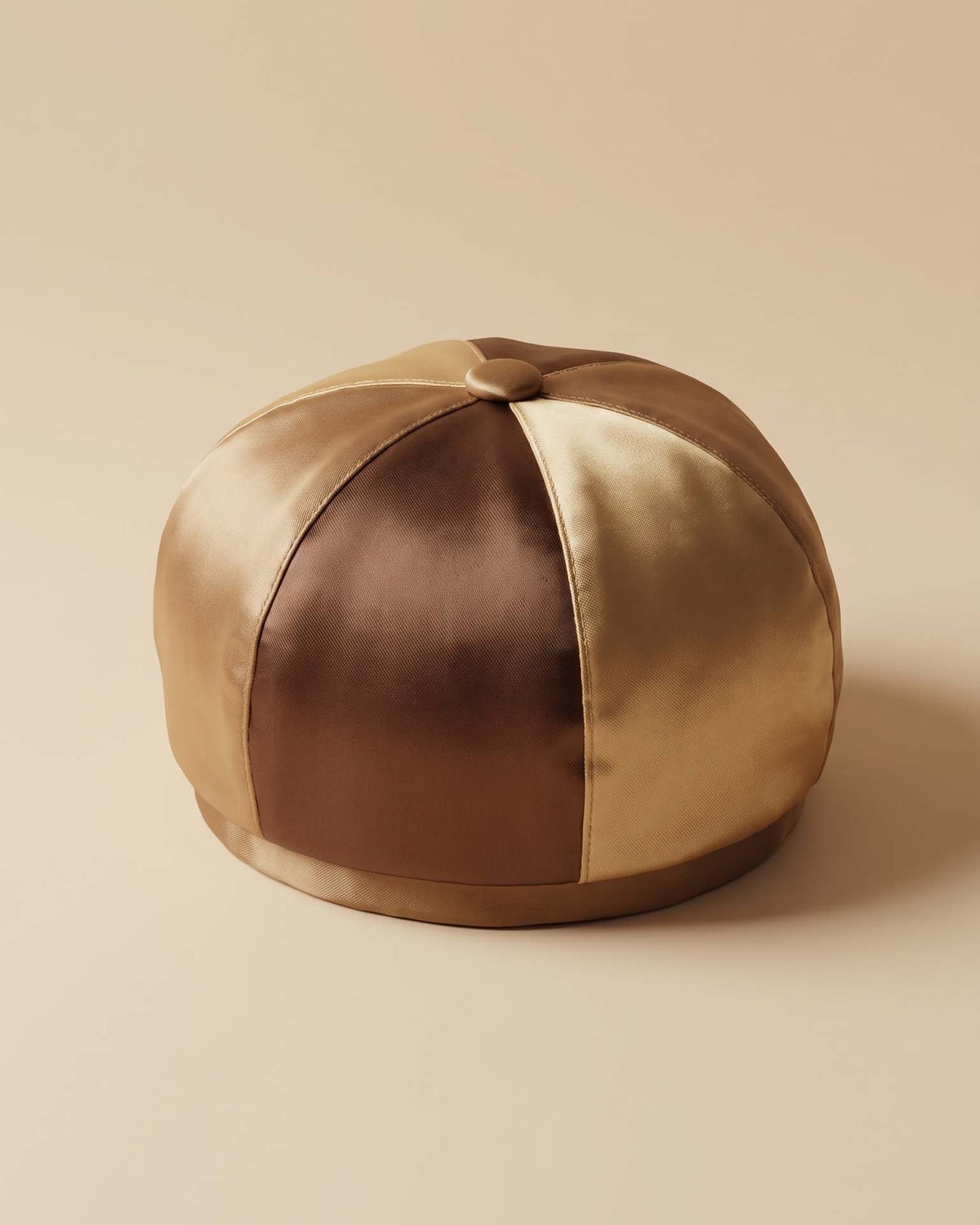 Vintage 1960s Dachettes by Lilly Dache Champagne Mocha Satin Panel Hat Women's Mod Designer Cocktail Hat Mid Century Millinery