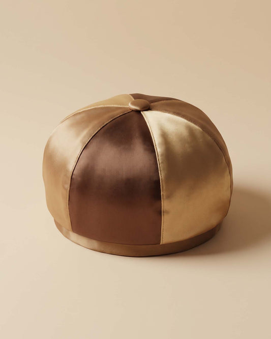 Vintage 1960s Dachettes by Lilly Dache Champagne Mocha Satin Panel Hat Women's Mod Designer Cocktail Hat Mid Century Millinery