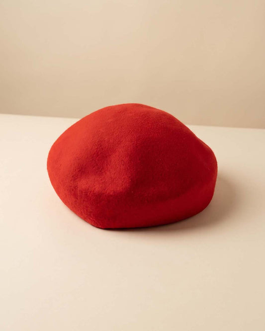 Vintage 1960s Evelyn Varon Red Hat | Mod Sculpted Wool Felt Brim Hat | Mid Century Women's Hat