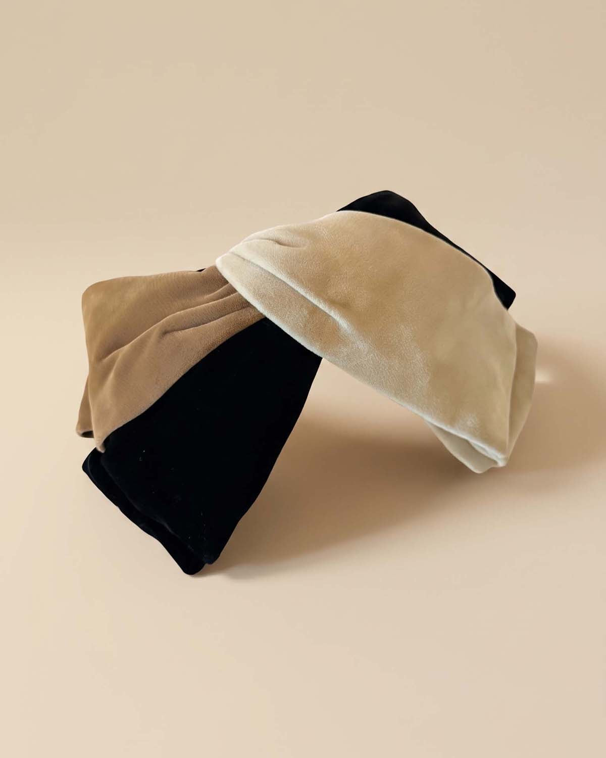 Vintage 1950s Amy New York Velvet Half Hat | Black Taupe Ivory Sculptural Cocktail Hat