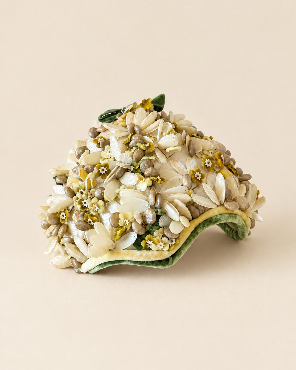 Vintage 1950s A-Dria Hat | Ivory Beaded Floral Half Hat | Lucite Flower Cocktail Hat
