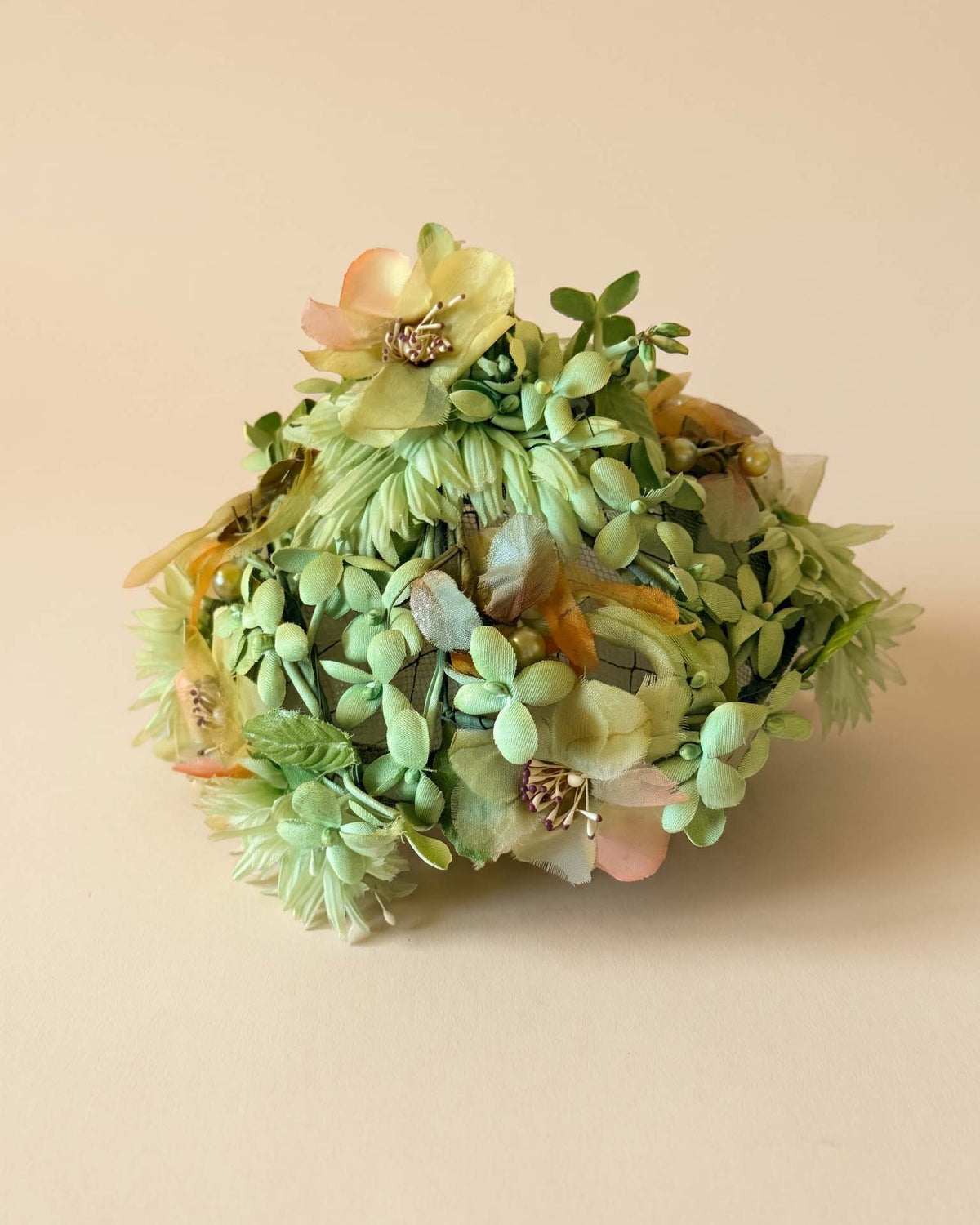Vintage 1940s 1950s Floral Hat | Himmelhoch’s Detroit Green Flower Toque | Garden Party Hat